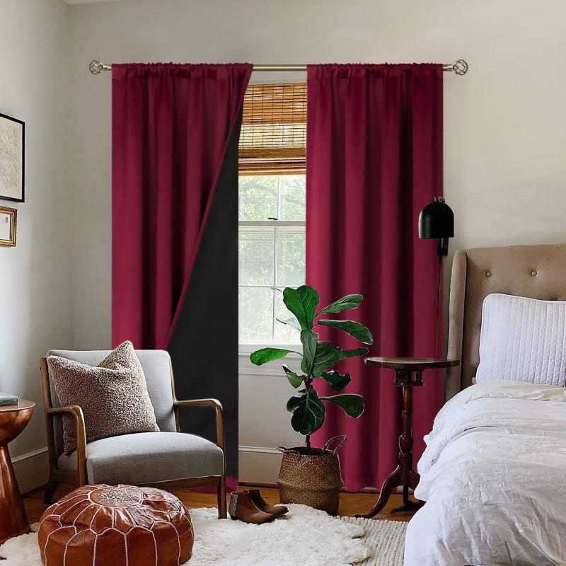 BGment Blackout Curtains for Living Room 84 Inch Length, Christmas Thermal Insulated Full Room Darkening Noise Reducing Rod Pocket Bedroom Curtainsï¼Œ2 Panelsï¼Œ Burgundy Redï¼Œ52 Inch Wide - Image 2
